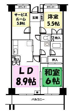 グランデージ3武里(2SLDK/5階)の間取り写真