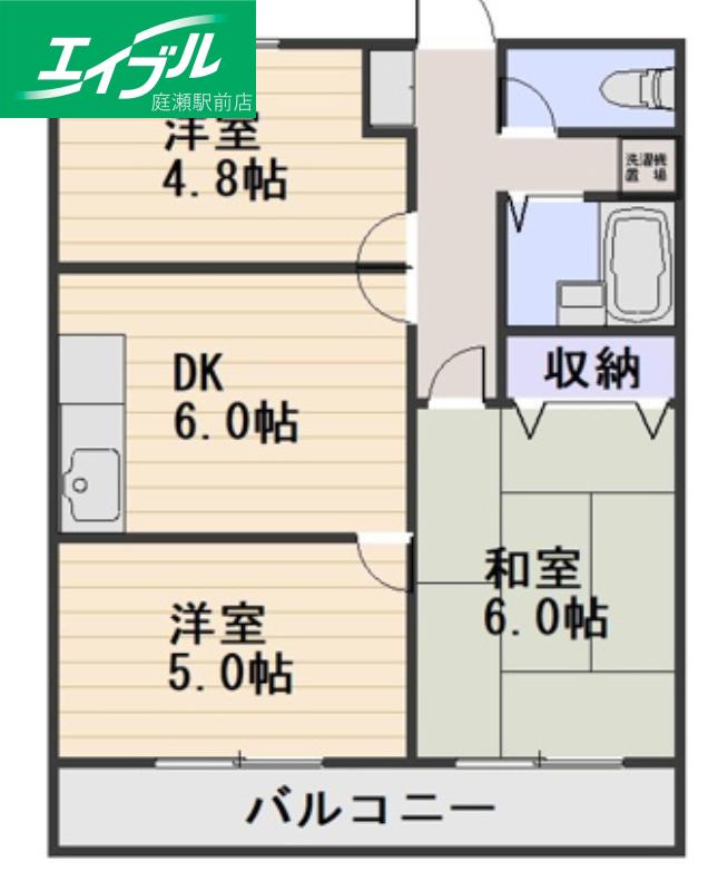ローズガーデン延友(3DK/3階)の間取り写真