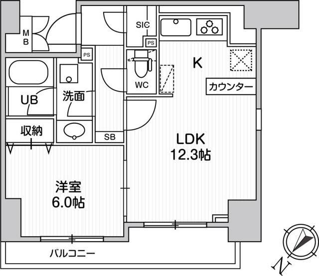 LUNIQ日本橋(1LDK/9階)の間取り写真
