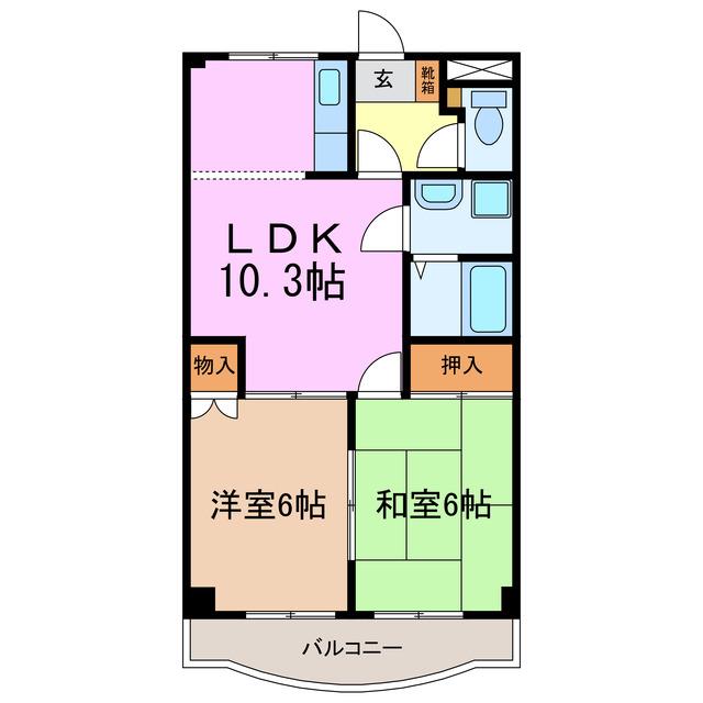 フォレスト赤池(2LDK/2階)の間取り写真