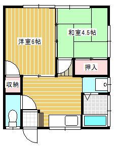 松葉コーポ(2K/2階)の間取り写真