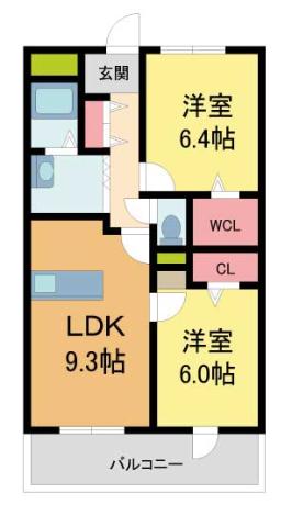 コモド西宮(2DK/7階)の間取り写真