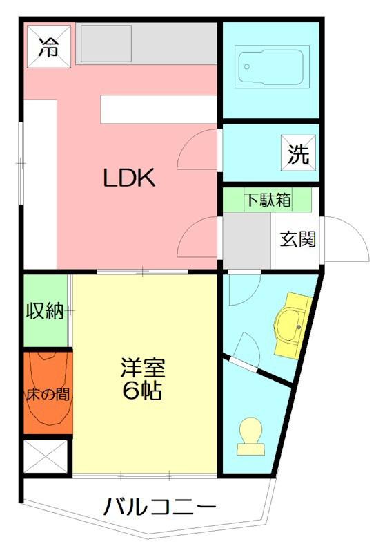 相湘明石町ビル(1LDK/5階)の間取り写真