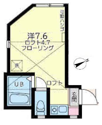 ユナイト上大岡プラチーダエ(ワンルーム/2階)の間取り写真