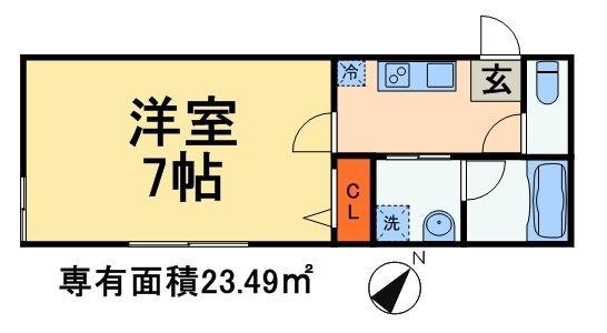 ラ・ルーナ新検見川(1K/1階)の間取り写真