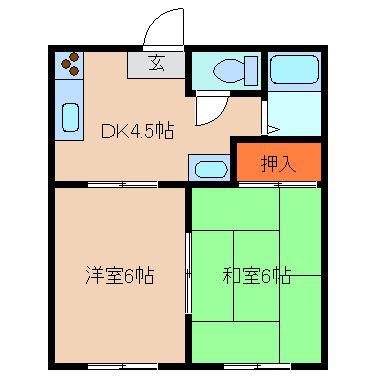 サニーコーポB棟(2K/2階)の間取り写真