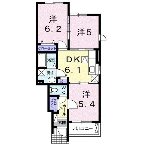 サンフローレA(3DK/1階)の間取り写真