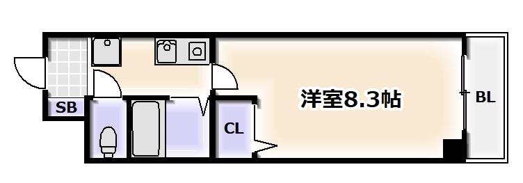 SWISS難波南(1K/8階)の間取り写真