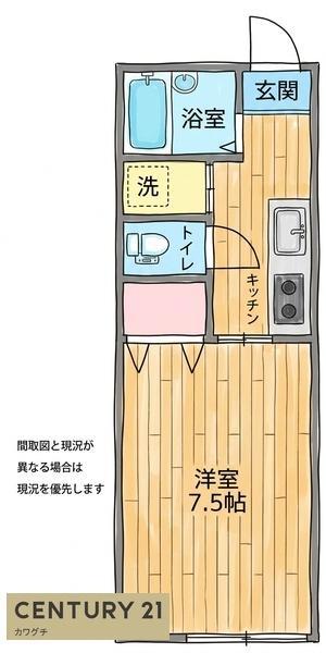 竹田ビル(1K/2階)の間取り写真