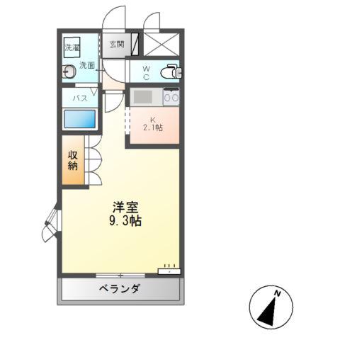 パークヒルズI(1K/2階)の間取り写真