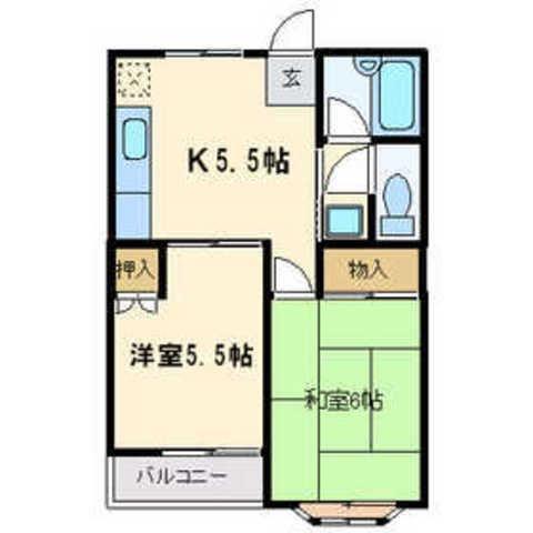アークハイツいぶき野(2DK/2階)の間取り写真
