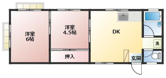 ヴィラパークサイド(2DK/1階)の間取り写真