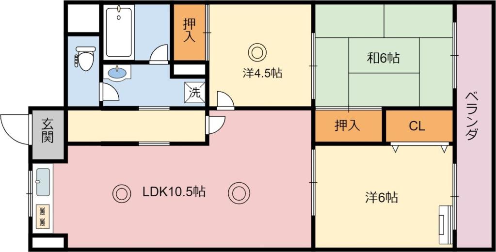 メゾンやすむろI(2LDK/2階)の間取り写真