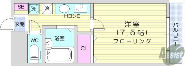 CADOG LILY(1K/2階)の間取り写真