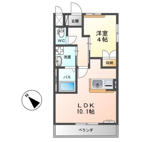 メゾンドシュシュ(1LDK/2階)の間取り写真