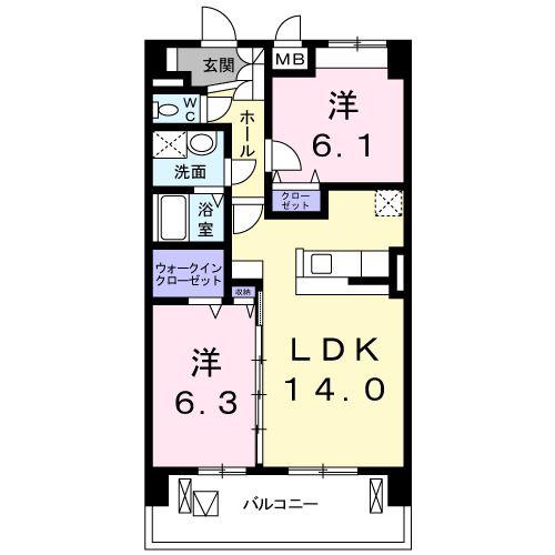 パークレジデンス小山(2LDK/5階)の間取り写真