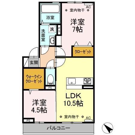 シエスタ・ロッサ(2LDK/2階)の間取り写真
