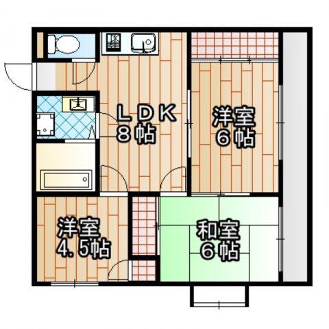岡田ビル(3DK/3階)の間取り写真