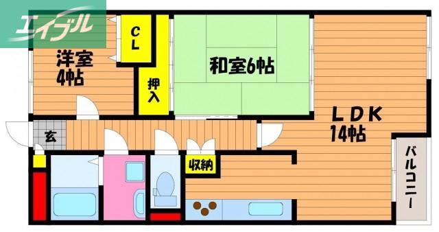 ヴィラ・ノーバ(2LDK/5階)の間取り写真