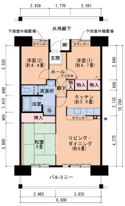 URグリーンヒルズ六甲(3LDK/5階)の間取り写真