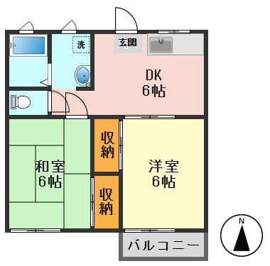 佐々木コーポI(2DK/1階)の間取り写真