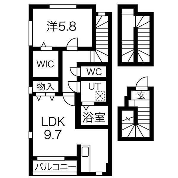 CALORE(1LDK/3階)の間取り写真