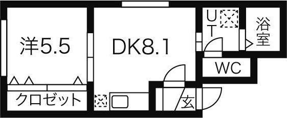 アポロン(1LDK/4階)の間取り写真