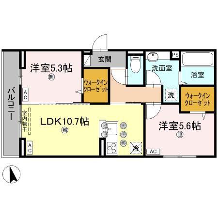TORISIA大池(2LDK/3階)の間取り写真