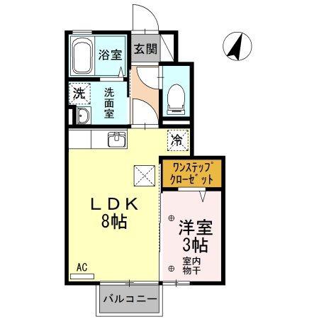 リサイア三春 B(1LDK/1階)の間取り写真