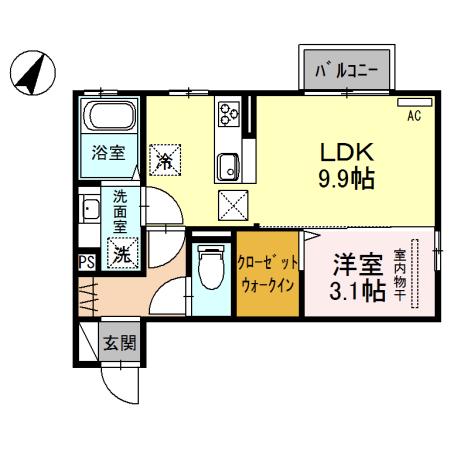 アメニティタウンIII A203(1LDK/2階)の間取り写真
