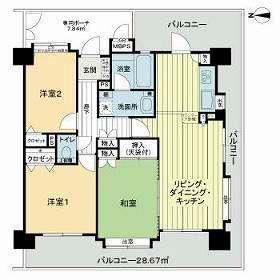 ライオンズプラザ鶯谷(3LDK/6階)の間取り写真