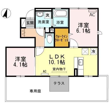 スノーウィコートVI(2LDK/1階)の間取り写真