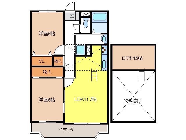 F・BLOOM I(2LDK/4階)の間取り写真