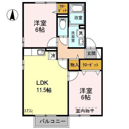 アサミレジデンス(2LDK/2階)の間取り写真