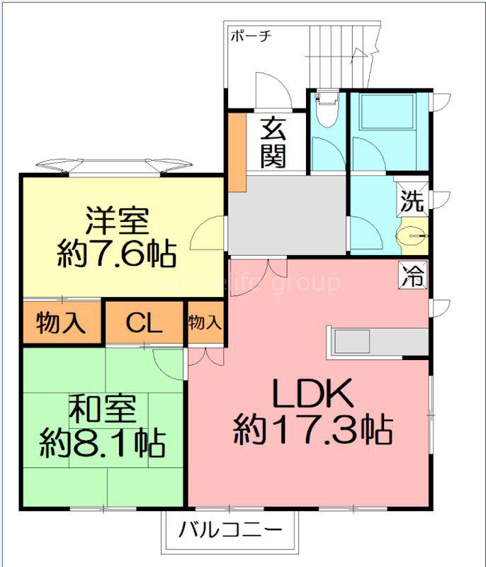 ヒルサイドコート(2LDK/2階)の間取り写真