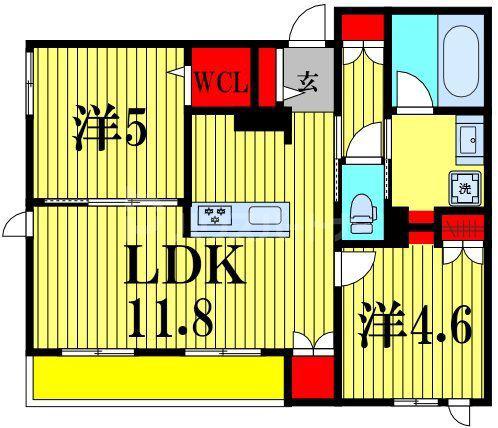 リベルテおおたかの森(2LDK/3階)の間取り写真