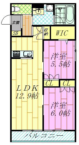 ヴィエシャンテ(2LDK/1階)の間取り写真