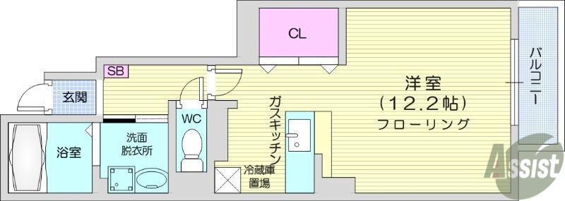 ハニーハウス(ワンルーム/1階)の間取り写真