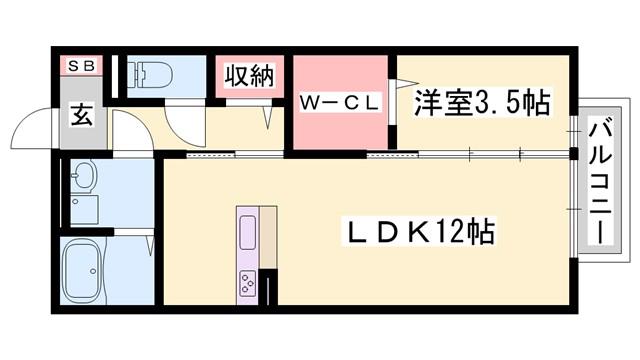 ワンモアハイツ(1LDK/2階)の間取り写真
