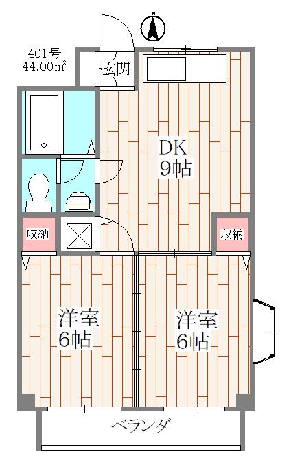 ハイツサングローリア(2DK/1階)の間取り写真