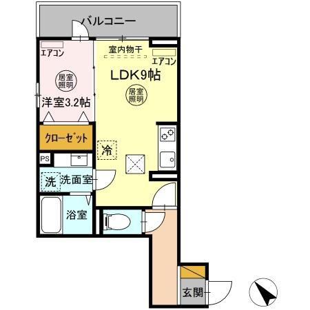 ガルデ妙典(1LDK/1階)の間取り写真