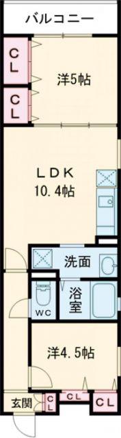 クリエオーレ打越町(2LDK/1階)の間取り写真