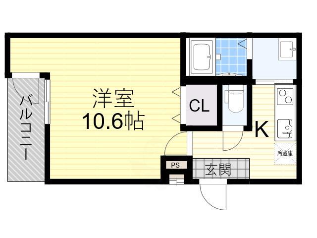 フジパレス西住之江6番館(1K/1階)の間取り写真