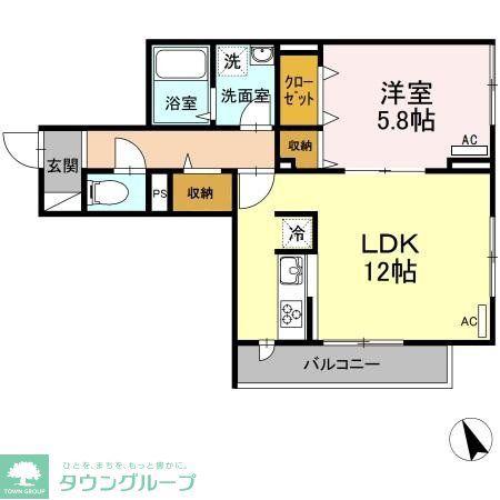 アルカーサ(1LDK/2階)の間取り写真