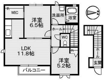 フサクラヴィエ A・B棟(2LDK/2階)の間取り写真