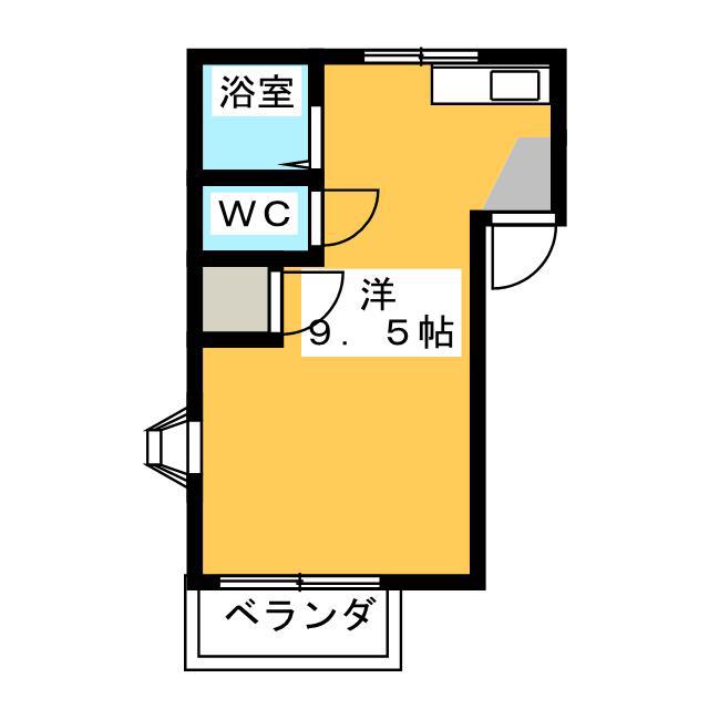 チェリーブロッサム(ワンルーム/2階)の間取り写真