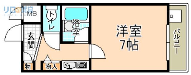 えむつーびる(1K/4階)の間取り写真