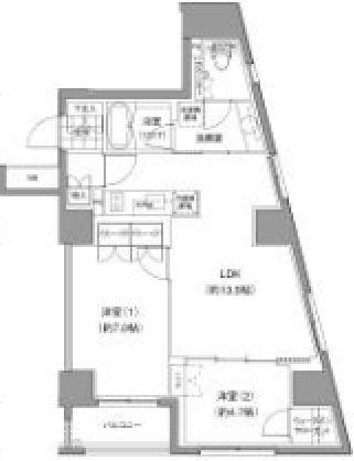 JP NOIE 小石川富坂 小石川富坂レジデンス(2LDK/13階)の間取り写真