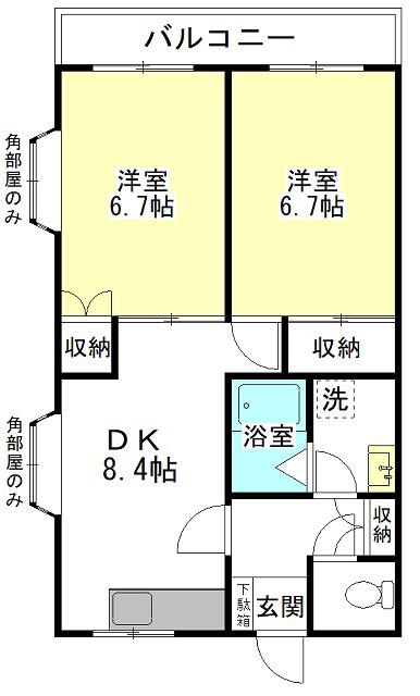 セントラルスクエア(2DK/3階)の間取り写真