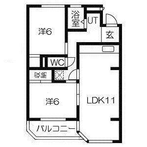 エルパラッツォ三田(2LDK/1階)の間取り写真